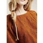 DOLAN Anthropologie Floral Norah Corduroy Pullover Blouse Brown Large Photo 1