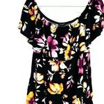 Lane Bryant Size 18/20 Blouse Black Floral Off The Shoulder Loose Short Sleeve Photo 0