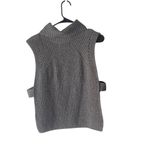 J.O.A. Los Angeles Large Gray Turtleneck Sleeveless Cable Knit Poncho Sweater Photo 5