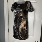 Topshop NWT  sequin Mini Party Dress Short sleeve Bronze Silver Metallic Size 2 Photo 13