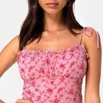 Motel Urban Outfitters Kalsi Top in Love Bloom Pink Flock Top Size Small Photo 0