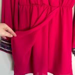 Pink Owl Long Sleeve Wrap Mini Dress Womens S Gem Embellished Cuffs V Neck Photo 3