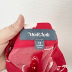 Modcloth [] It's A Wrap Red Cherry Heart Print Ruffle Faux Wrap Midi Skirt Sz 12 Photo 10