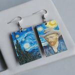 Stylish Mismatched Drop Earrings Wooden Pendant‎ Perfect Decor For Art Lovers Blue Photo 1