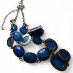 Statement Necklace Ocean Blue Layered Gold Tone Photo 2