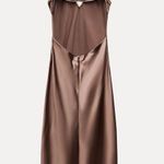 ZARA dress midi maxi satin wedding chocolate brown party cocktail Photo 27