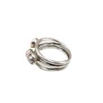 Pandora Genuine Three Wishes 3 Grey Pearl Sterling Silver Ring Rare HTF Size 56 Photo 2