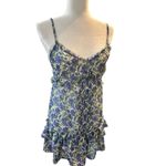 ASOS River Island Floral Print Ruffle Mini Dress Blue Purple Summer Casual Photo 3