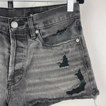 BLANK NYC  Black Distressed Cut Off‎ Button Fly Denim Shorts Photo 1