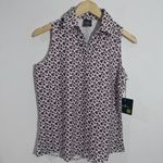 NWT Belyn Key Cutaway Sleeveless Golf Polo Tank Stem Floral White Pink Small Photo 1