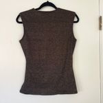 Ann Taylor  Sleeveless Metallic Faux Wrap Top Brown Gold Sparkle Size Smal Photo 5