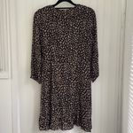 Lulu’s black 3/4 length sleeve pink floral wrap dress with ruffles size Medium‎ Photo 4