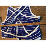 Lulus NWT  Women’s Blue Stripe Crop Top‎ Cross Back Large 0186 Juniors Photo 6