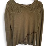Gizel Olive Green and Brown Knit Flowy Sweater with Ruffle Hem size Large/XL Photo 1