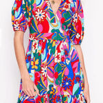 Boden Piper Short Jersey Dress Multi, Blossomy Pop Size 6P Blue Photo 0