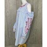 cupio  lightweight long sleeve cold shoulder embroidered ruffle dress with cutout Photo 3