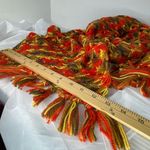 Vintage Boho retro loose weave scarf with fringe Orange Photo 3