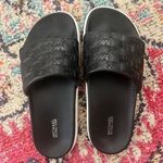 Michael Kors Black Faux Leather Slides Sandals Photo 0