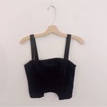 Urban Outfitters  Velvet Crop Top Corset Tank Black Photo 1