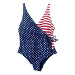 NWT Outdoor Oasis Size 1X One Piece Swimsuit Stars & Stripes USA Flag July 4th Red Photo 3