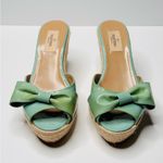 Valentino Garavani Valentino Pastel Mint Green Patent Leather Bow Espadrille Wedge Heel Sandal Shoe Photo 7