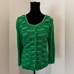 Anthropologie  Little Yellow Bird Green Waves Mermaid 3/4 Sleeve Cardigan Small Photo 1