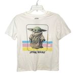 Fifth Sun Star Wars Baby Yoda Graphic Short Sleeve Crop T-shirt Ivory Cream Sz Small NWT Photo 0