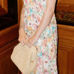 Charles Henry Floral Halter Linen Midi Dress Photo 0