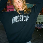 John Galt  Womens Crewneck Georgetown Hoyas NCAA Fleece Sweatshirt Blue One Size Photo 0