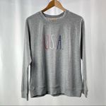 Rae Dunn NWT  Oversized USA Graphic‎ Crewneck Pullover in Grey Size Large Photo 2