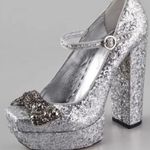 Alice + Olivia  Gizelle Silver Glitter Heels
Size 7.5 or 38.5 Photo 2