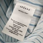 Sézane NWT  Ileana Striped Tie-Front Crop Blouse | Sz EU 36 (US 4) | Ecru/Blue Photo 12