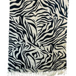 Abstract Zebra Print Long Scarf 26x70 Black White Indie Sleaze Streetwear READ Photo 0