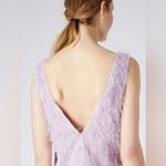 Topshop Lilac Metallic Fuzzy Fringe Deep Plunging V-Back Mini Slip Dress Size 6 Photo 4