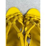 Tory Burch  Bright Yellow Leather Strappy Basket Woven Covered Heel Sz 7 Photo 8