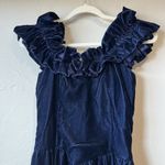 Handmade Vintage Velvet Blue Prom Event Wedding HOCO Drop Waist Ruffle regency costume xs Photo 1