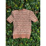 Guess Y2K  Tan White Monogram Short Sleeve Top Size Medium Photo 1