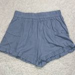 Umgee  womens large linen blend baby blue ruffle shorts no pockets elastic waist Photo 0