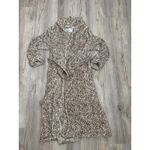 Oscar de la Renta  Women's Leopard Print Plush Robe Belted Shawl Collar Cozy Photo 1