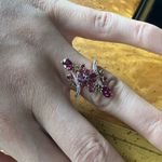 Natural Wine Garnet Sterling Silver Cocktail Ring Size 6 Pink Photo 3