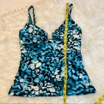 Calvin Klein Tankini SwimSuit Top Size Large Blue Black White Photo 8