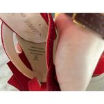 Lauren Lorraine  Red Satin & Crystal Embellished Bow Ankle Strap Heels Photo 8