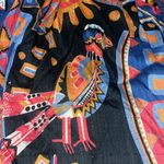 Gorman Vintage VTG Novelty Silk Fiesta Bird Fish Boho Geometric Tank Midi Dress Blue Photo 6