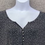 Craft And Barrow Button Blouse Size 3X Polka Dot Stretchy Casual Oversized Comfy Black Photo 2