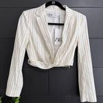 ZARA  Pinstripe Crop Cover Up Jacket Blazer Women’s Sz XS NWT Photo 0