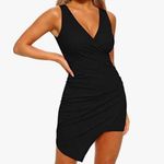 NEW Sleeveless Ruched Cocktail Party Bodycon Mini Sexy Club Dress M Black Size M Photo 2