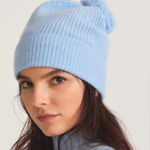 Love Shack Fancy NWT  blue Orah Beanie Pompom Hat Photo 0