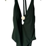 Amoressa Halter green with gold medal hardware One Piece Swimsuit Size 14 Photo 2