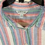 Orvis Multicolor Striped Linen Button Down Coastal Oversized Relaxed Fit Summer Photo 2