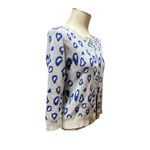 Banana Republic  Wool Blend Cardigan Sweater Gray Blue Leopard Cheetah Small Photo 5